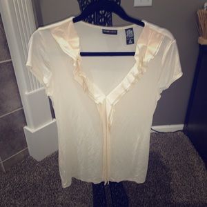New York&Company cream v neck blouse